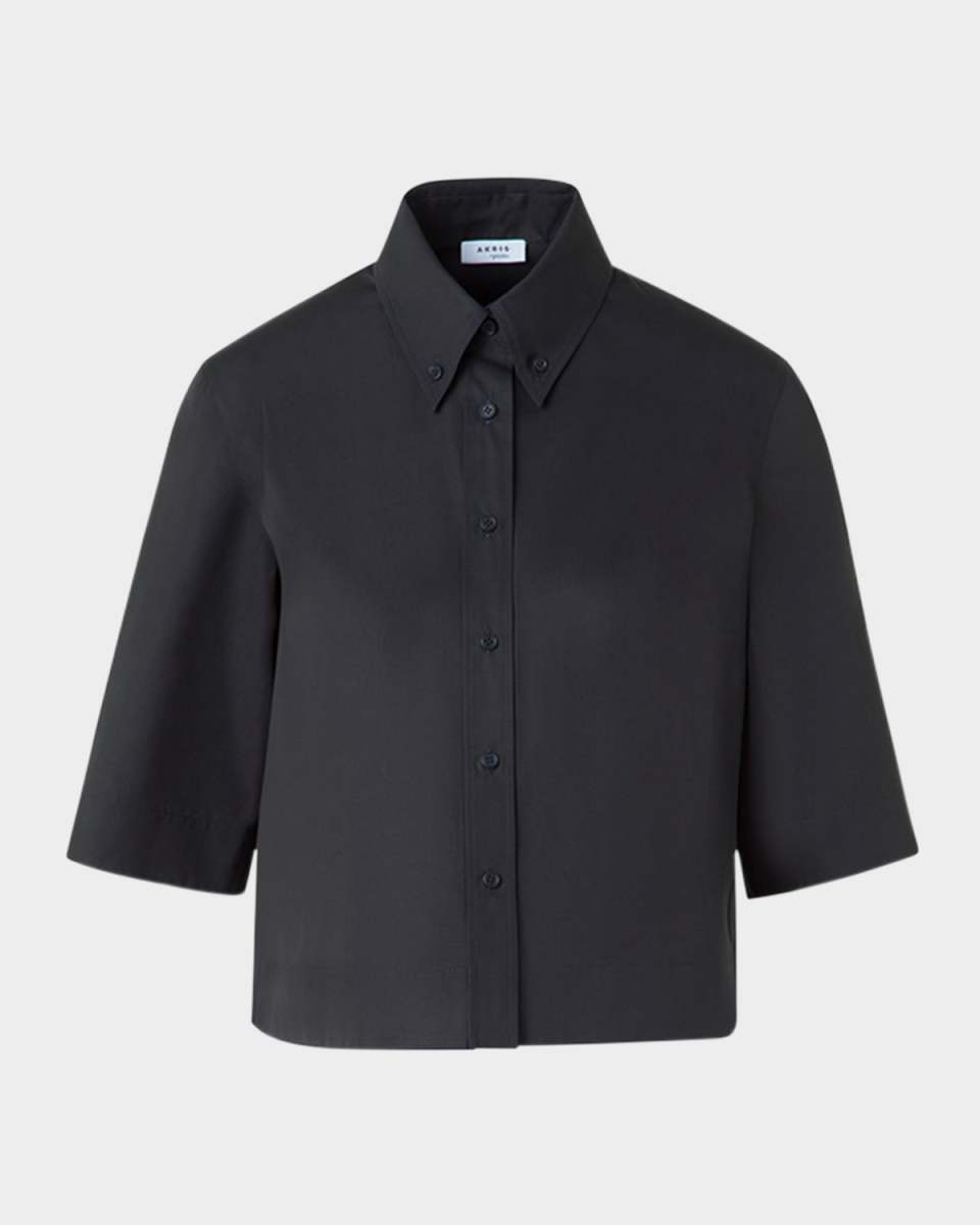Boxy Poplin Cropped Blouse